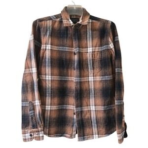 Aéropostale Air Softspun Plaid Button-Up Shirt Brown Black Flannel Size S